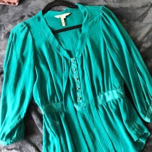BCBGeneration teal chiffon neck button front